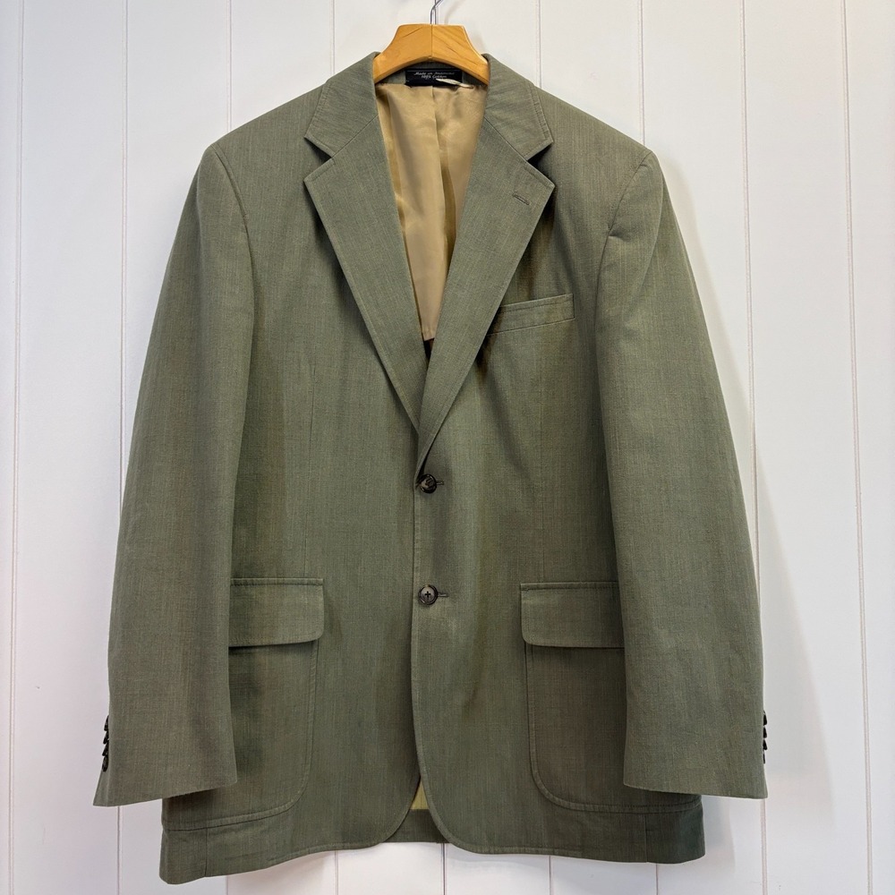 VTG Haspel Mens Classic Preppy Cotton Sports Coat Size 40 Green Hipster Casual